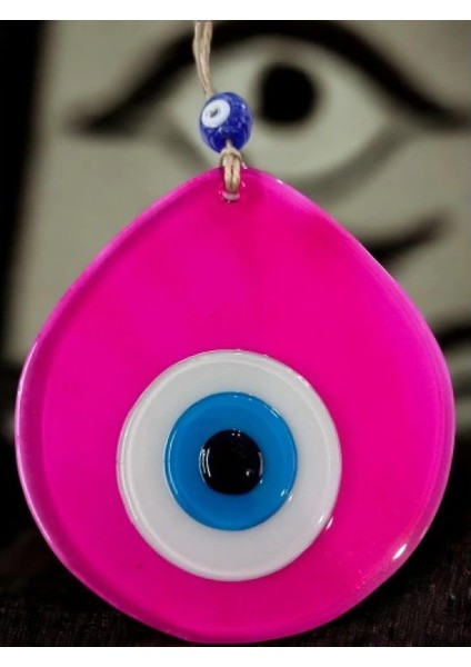 Mavi Nazar Boncuklu Pembe Renk Nazar Boncuklu Damla Desen El Yapımı Duvar Süsü