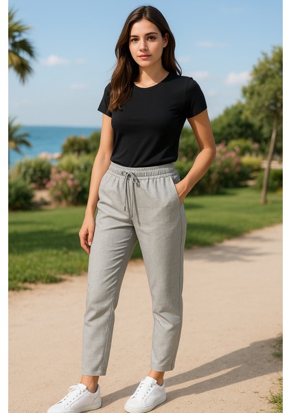 Bağcıklı Regular Gri Kadın Pantolon fırsatları
