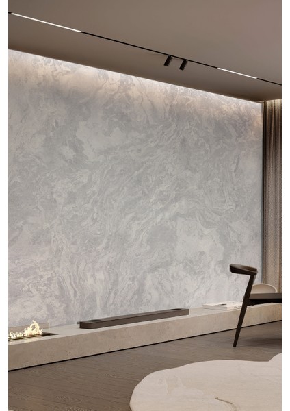 Minimalist Gri Mermer Efektli Tekstil Duvar Kağıdı