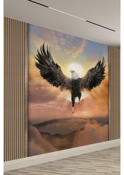 Freedom Kartal Gün Batımı Manzaralı Bej Panelli Tekstil Duvar Kağıdı fiyatları