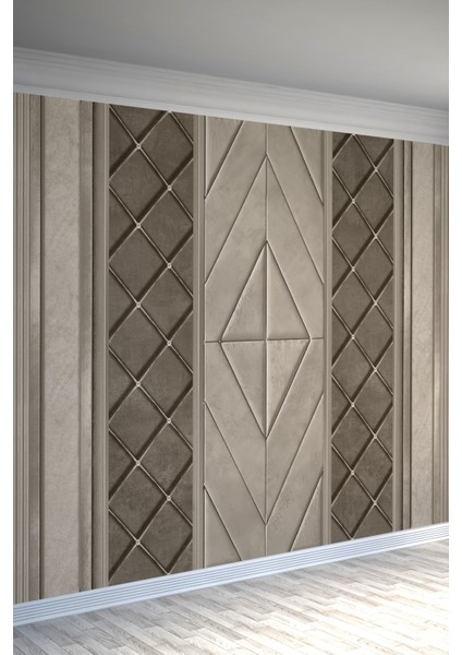 Prestige Elmas Geometrik Panel Tasarımlı Tek Parça Duvar Kağıdı