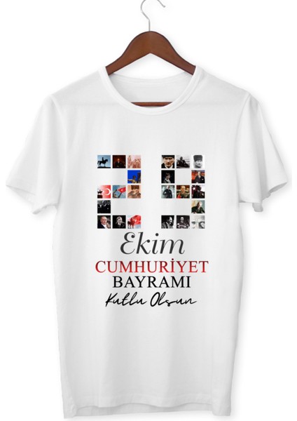 29 Ekim T-Shirt Atatürk Fotoğrafları Ile 29 Ekim Tişört Unisex Çocuk ve Yetişkin