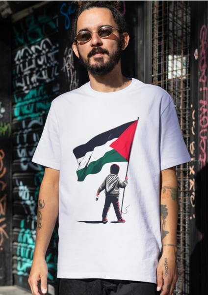 Filistin Dayanışma Tişörtü Bayrak Baskılı T-Shirt Çocuk Yetişkin Unisex Beyaz Tişört modelleri