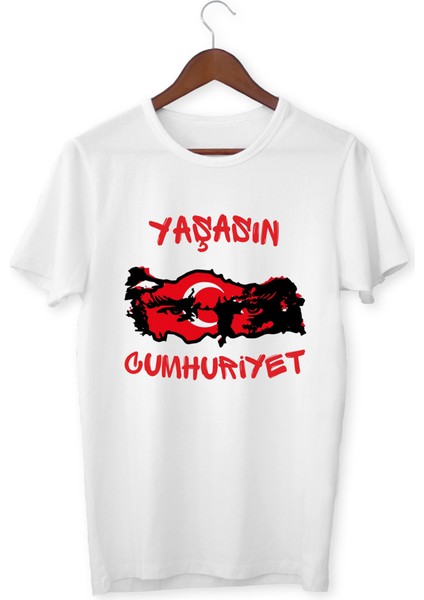 29 Ekim Cumhuriyet Bayramı Atatürk Silüetli Türk Bayrağı Baskılı Unisex Çocuk Kadın Erkek Tişört
