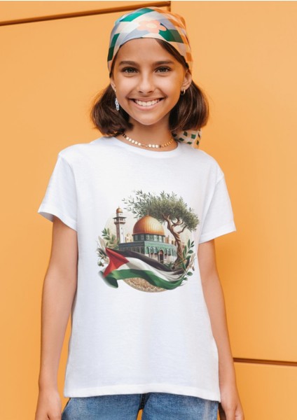Adalet ve Özgürlük Tişörtü Filistin Bayrağı Desenli T-Shirt Unisex Çocuk Yetişkin fiyatları