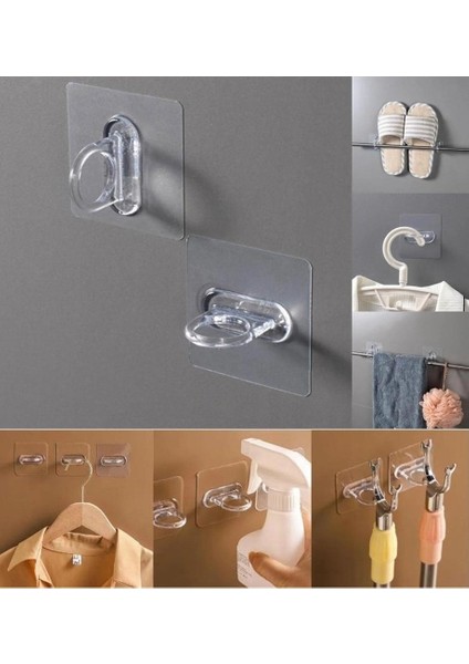 Kendinden Yapışkanlı Çok Amaçlı Şeffaf Eşya Sabitleme Halka Askı Aparatı