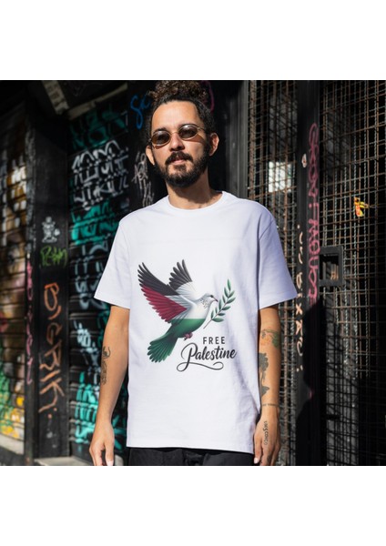 Özgür Filistin Temalı Tişört Bayrak Tasarımlı Filistin Tişörtü Unisex Çocuk ve Yetişkin