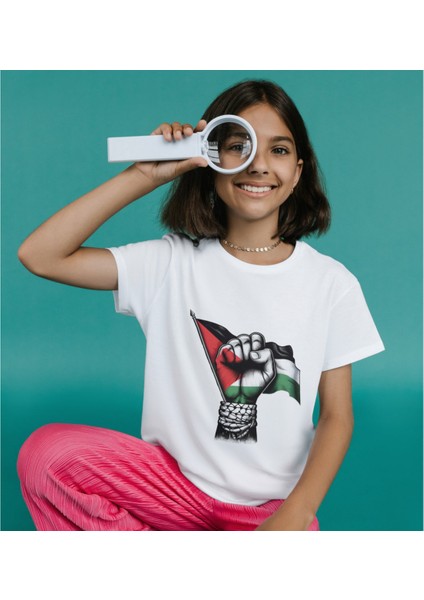 Filistin Dayanışma Tişörtü Bayrak Baskılı T-Shirt Çocuk Yetişkin Unisex Beyaz Tişört modelleri