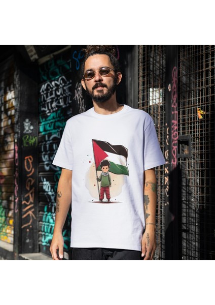 Filistin Dayanışma Tişörtü Bayrak Baskılı T-Shirt Çocuk Yetişkin Unisex Beyaz Tişört fiyatları