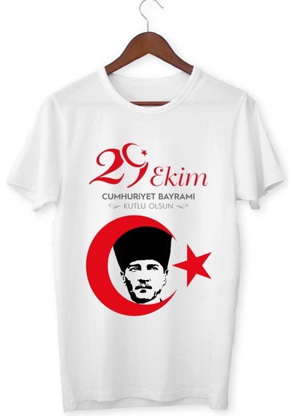 29 Ekim Cumhuriyet Bayramı Atatürk Imzalı Türk Bayrağı Baskılı Unisex Çocuk Kadın Erkek Tişört