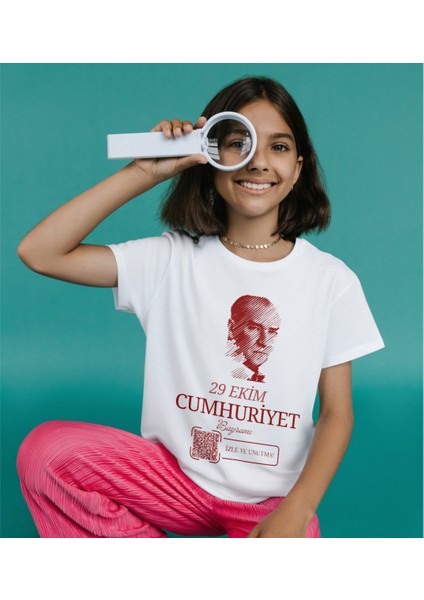 29 Ekim Cumhuriyet Bayramı Tişört Karekod Okutmalı 29 Ekim T-Shirt Özel Tasarım Tişört modelleri