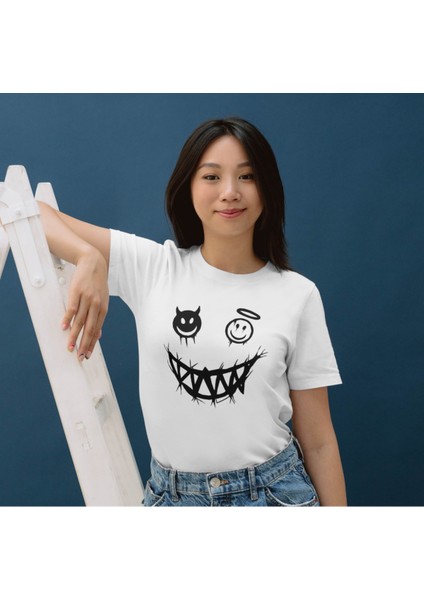 Gülen Yüz Tişört Smile Tişört Unisex Çocuk ve Yetişkin modelleri
