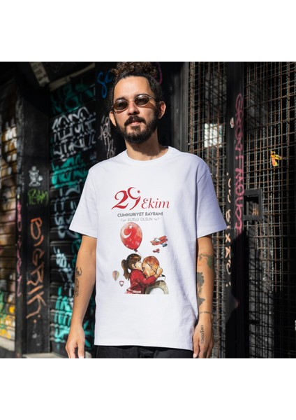 29 Ekim Çocuk Tişörtleri Unisex Beyaz T-Shirt fiyatları