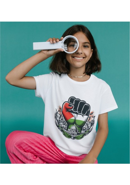 Özgür Filistin Temalı Tişört Bayrak Tasarımlı Filistin Tişörtü Unisex Çocuk ve Yetişkin