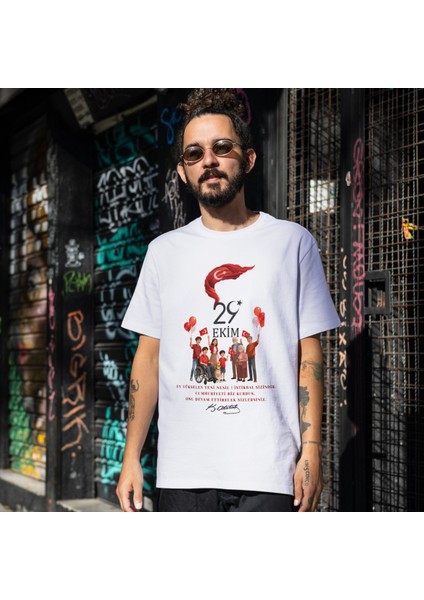 29 Ekim Cumhuriyet Bayramı Tişört 29 Ekim T-Shirt 102. Yıl Özel Tasarım Tişört modelleri