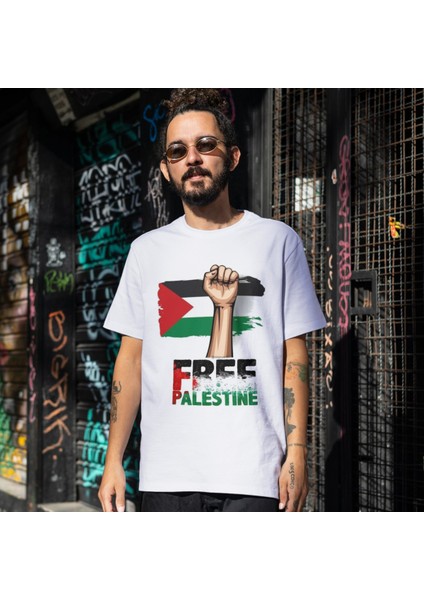 Adalet ve Özgürlük Tişörtü Filistin Bayrağı Desenli T-Shirt Unisex Çocuk Yetişkin