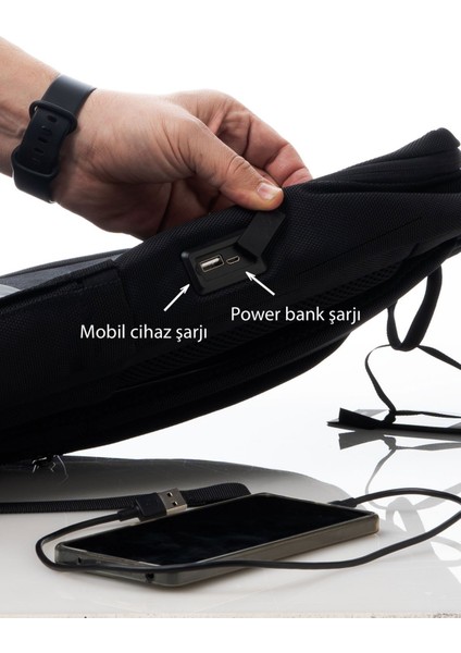 6752 USB Şarj Bağlantılı Dizüstü Bilgisayar Için Sırt Çantası (Laptop Çantası) - Hafif ve Dayanıklı Kent / Ofis Sırt Çantası