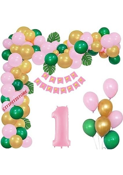 Çıtıpıtıstore Lüks Pembe Doğum Günü Balon Zincir Set