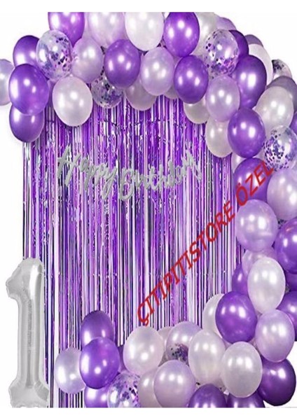 1 Yaş Mor Renkli Doğum Günü Balon Seti fiyatları