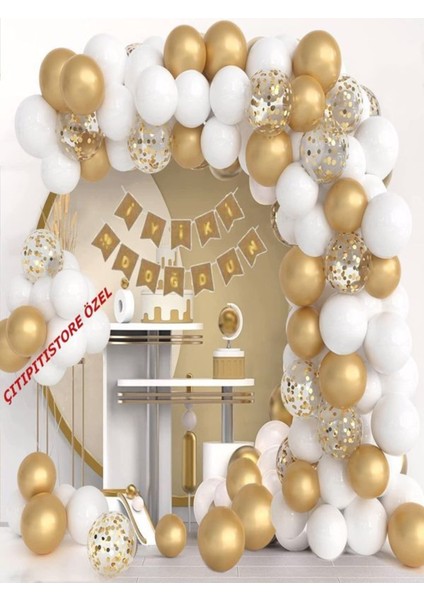 Beyaz ve Altın Balon Kemeri