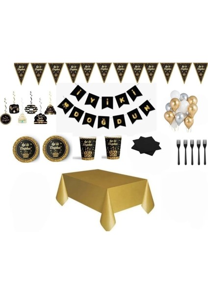 Çıtıpıtıstore Gold Siyah Doğum Günü Seti 8 Kişilik fiyatları