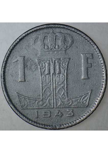 Belçika 1 Frank 1943. Ikinci Dünya Savaşı Dönemi Çinko. fiyatları
