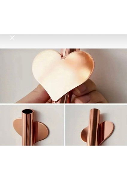 Rose Gold Yapışkanlı Kalpli Mini Duvar Vazosu (Çiçek Dahil Değildir) modelleri