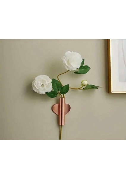 Rose Gold Yapışkanlı Kalpli Mini Duvar Vazosu (Çiçek Dahil Değildir) fırsatları