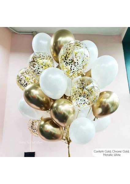 30 Adet Beyaz Krom Altın Balonlar Buketleri Lateks Konfeti Balon fiyatları