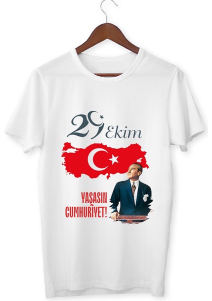 29 Ekim Cumhuriyet Bayramı Atatürk Imzalı Türk Bayrağı Baskılı Unisex Çocuk Kadın Erkek Tişört