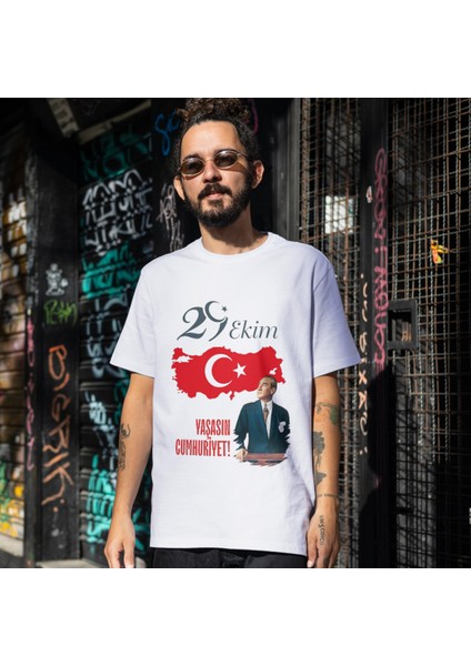 29 Ekim Cumhuriyet Bayramı Atatürk Imzalı Türk Bayrağı Baskılı Unisex Çocuk Kadın Erkek Tişört modelleri