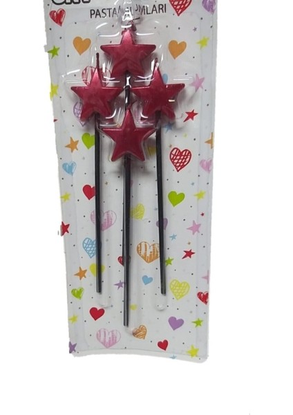 4'lü Pasta Mum Kırmızı Yıldız