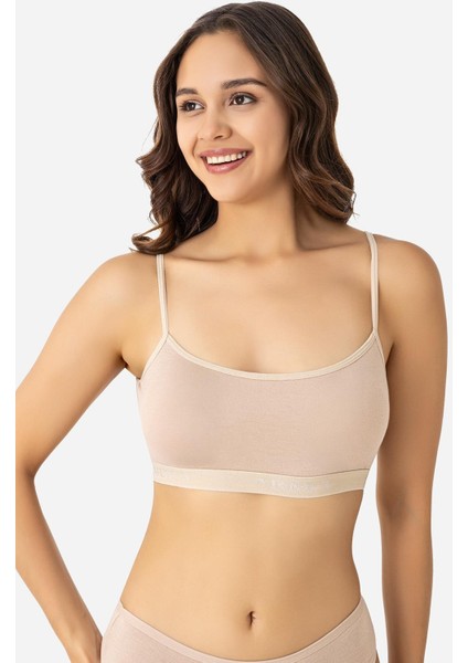 Kadın Bambu Ip Askılı Çıkarılabilir Pedli Büstiyer Ten 3'lü Paket fiyatları