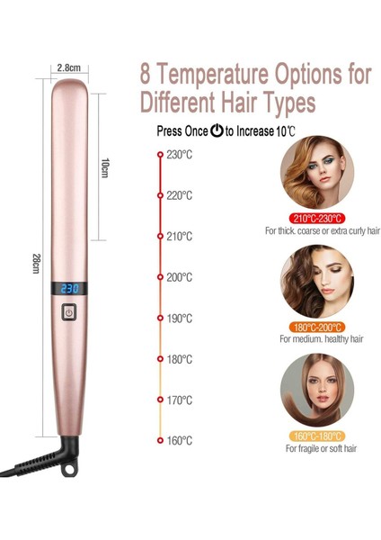 Profesyonel Seramik Saç Düzleştirici, Ayarlanabilir Sıcaklık, Parlak ve Pürüzsüz Saçler modelleri