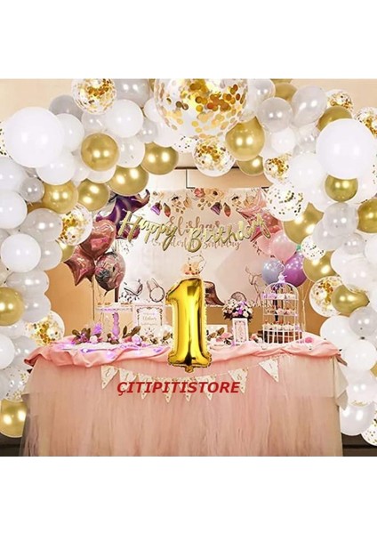 Çıtıpıtıstore Beyaz Gold Balon Seti fiyatları