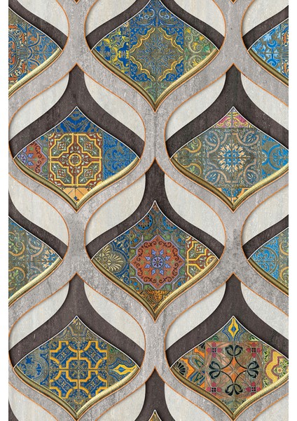 Osmanlı Motifli Mozaik Desenli Retro ve Etnik Tasarım Tekstil Duvar Kağıdı modelleri