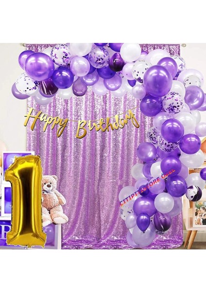 1 Yaş Macaron Mor Balon Zinciri Seti fiyatları