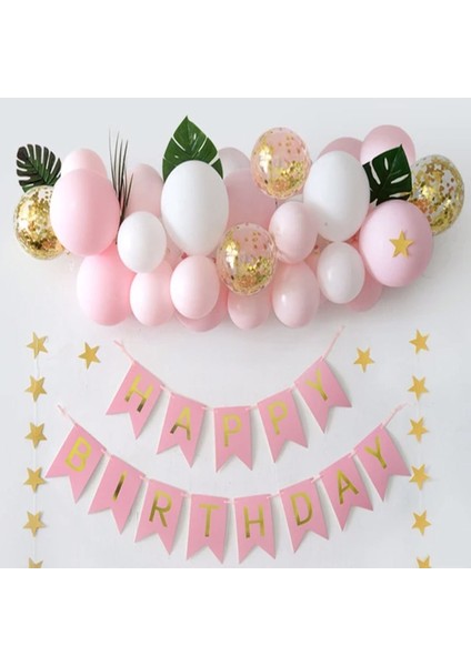 Çıtıpıtıstore Makaron Pembe Doğum Günü Balon Seti