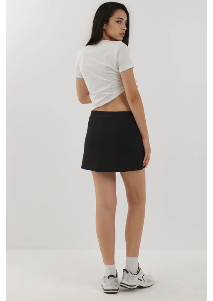 Kadın Lastikli Bel Dokulu Mini Etek Busem Collection Siyah fırsatları