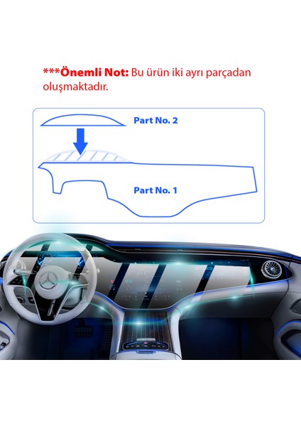 Mercedes 2024 Eqs 450-580 Mbux Hyperscreen, (2 Parça) Için Proactive Ekran Koruyucu