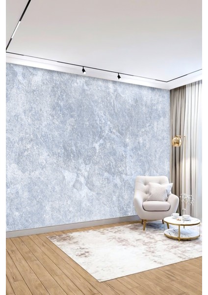 Gri ve Buz Mavi Taş Desenli Tek Parça Duvar Kağıdı