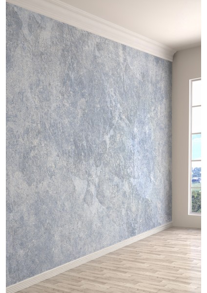 Gri ve Buz Mavi Taş Desenli Tek Parça Duvar Kağıdı fiyatları