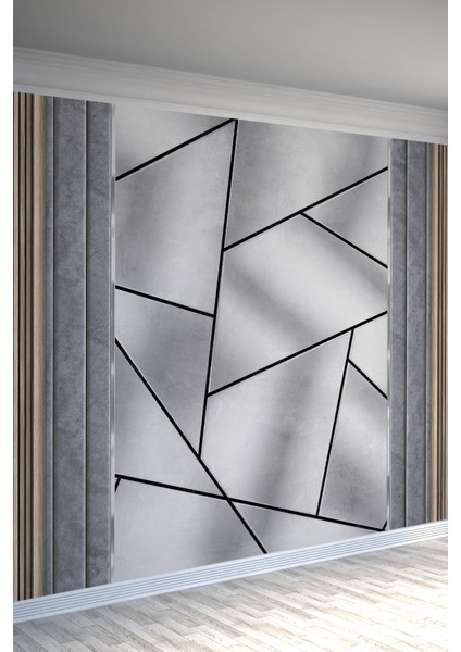 Gri Geçişli Desen Geometrik Çizgili Tek Parça Tekstil Duvar Kağıdı fiyatları