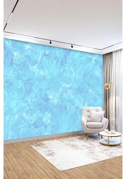 Ocean Blue Turkuaz Mermer Taş Görünümlü Duvar Kağıdı