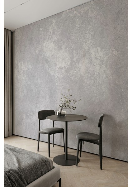 Açık Gri Beton Görünümlü Tekstil Duvar Kağıdı