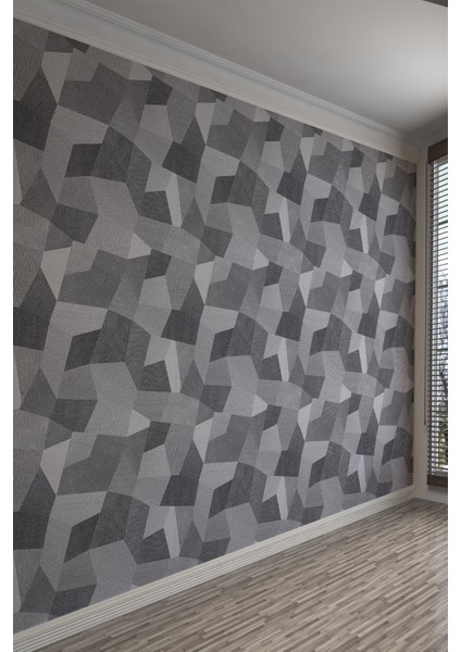 Gri Retro Patchwork Desenli Tek Parça Duvar Kağıdı