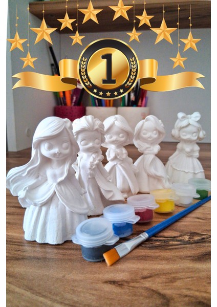 Prenses Figür 5 Adet Taş Biblo Çocuk Boyama Etkinliği