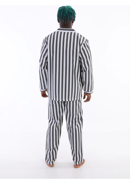 4007 Uzun Kol Çizgili Gaffur Erkek Pijama Takım