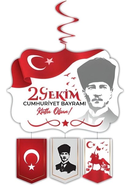 Asmalı Tavan Süs Beyaz 29 Ekim Cumhuriyet Bayramı