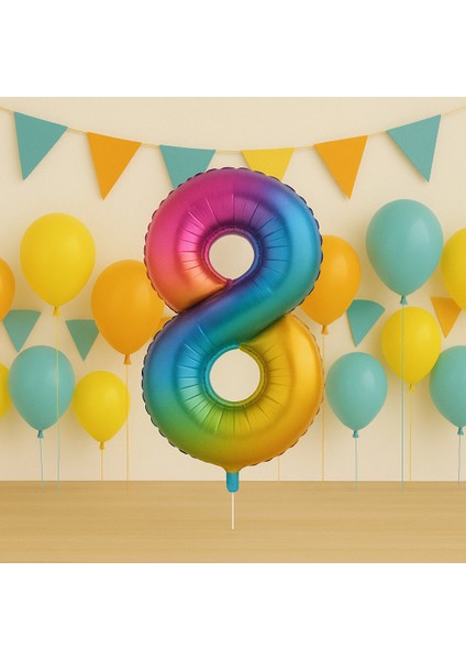 76 cm Gökkuşağı Rakam Folyo Balon